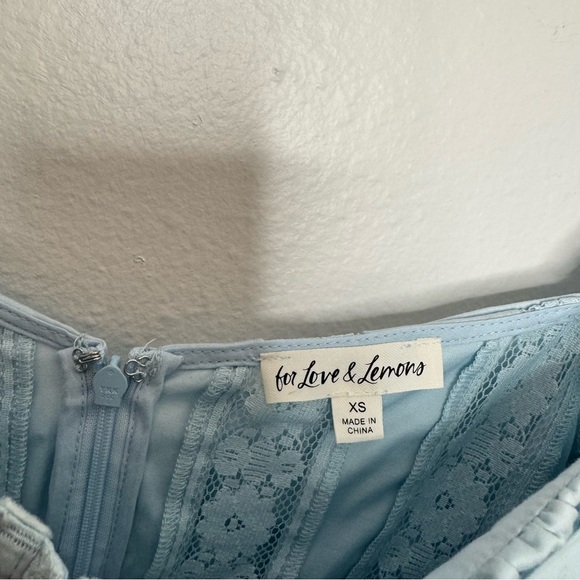 For Love & Lemons Baby Blue Chantalle Mini Dress - Picture 5 of 8